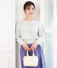 F1FGD31150 MK MICHEL KLEIN(小さいサイズ)(メゾン ドゥ サンク) 【小さいサイズ】ラメ入りノットヤーンVネックニット/洗える シルバー