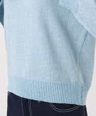 F1FGD31150 MK MICHEL KLEIN(小さいサイズ)(メゾン ドゥ サンク) 【小さいサイズ】ラメ入りノットヤーンVネックニット/洗える ライトブルー