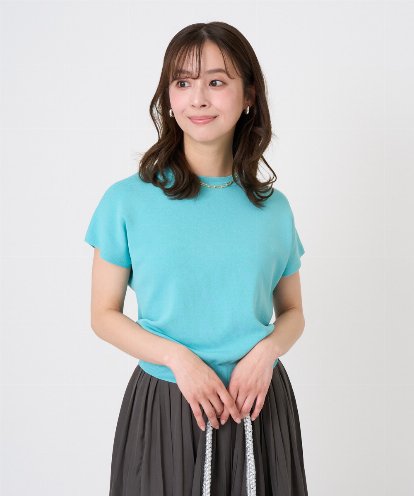 F1FGD40110 MK MICHEL KLEIN(小さいサイズ) 【小さいサイズ】フレンチスリーブニット/接触冷感/UVカット/洗える