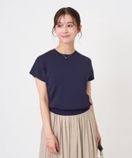 F1FGD40110 MK MICHEL KLEIN(小さいサイズ)(メゾン ドゥ サンク) 【小さいサイズ】フレンチスリーブニット/接触冷感/UVカット/洗える ネイビー
