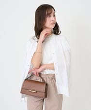 F1FGD40110 MK MICHEL KLEIN(小さいサイズ)(メゾン ドゥ サンク) 【小さいサイズ】フレンチスリーブニット/接触冷感/UVカット/洗える ネイビー