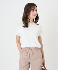 F1FGD40110 MK MICHEL KLEIN(小さいサイズ)(メゾン ドゥ サンク) 【小さいサイズ】フレンチスリーブニット/接触冷感/UVカット/洗える ホワイト