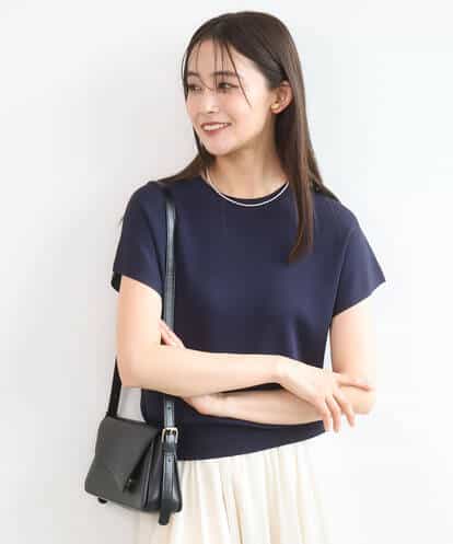 F1FGD40110 MK MICHEL KLEIN(小さいサイズ) 【小さいサイズ】フレンチスリーブニット/接触冷感/UVカット/洗える