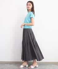 F1FGD40110 MK MICHEL KLEIN(小さいサイズ)(メゾン ドゥ サンク) 【小さいサイズ】フレンチスリーブニット/接触冷感/UVカット/洗える ネイビー