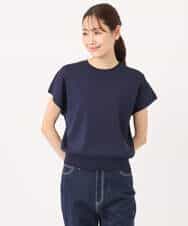 F1FGD40110 MK MICHEL KLEIN(小さいサイズ)(メゾン ドゥ サンク) 【小さいサイズ】フレンチスリーブニット/接触冷感/UVカット/洗える ネイビー