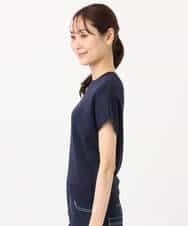 F1FGD40110 MK MICHEL KLEIN(小さいサイズ)(メゾン ドゥ サンク) 【小さいサイズ】フレンチスリーブニット/接触冷感/UVカット/洗える ネイビー