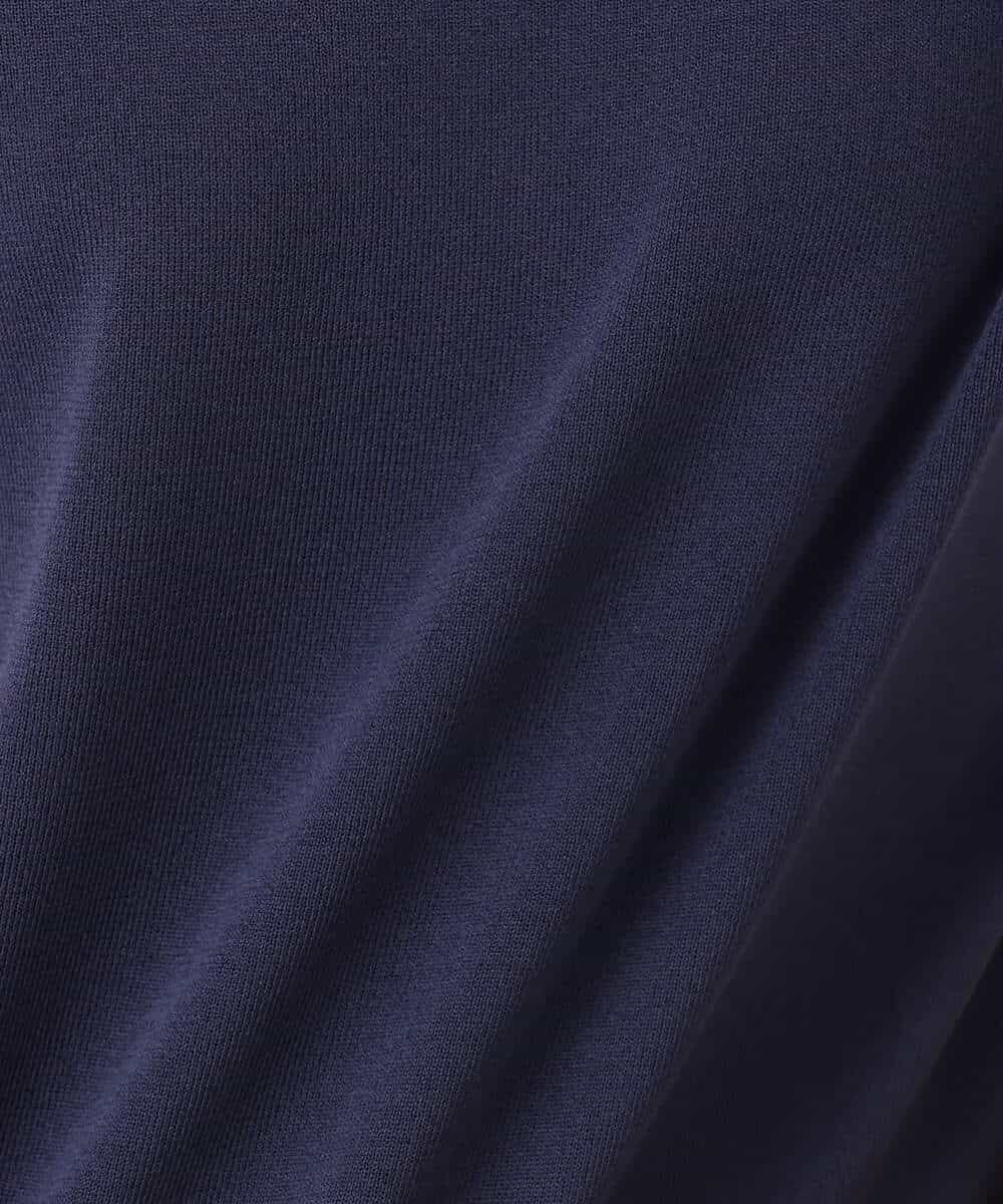 F1FGD40110 MK MICHEL KLEIN(小さいサイズ)(メゾン ドゥ サンク) 【小さいサイズ】フレンチスリーブニット/接触冷感/UVカット/洗える ネイビー