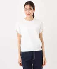 F1FGD40110 MK MICHEL KLEIN(小さいサイズ)(メゾン ドゥ サンク) 【小さいサイズ】フレンチスリーブニット/接触冷感/UVカット/洗える ネイビー