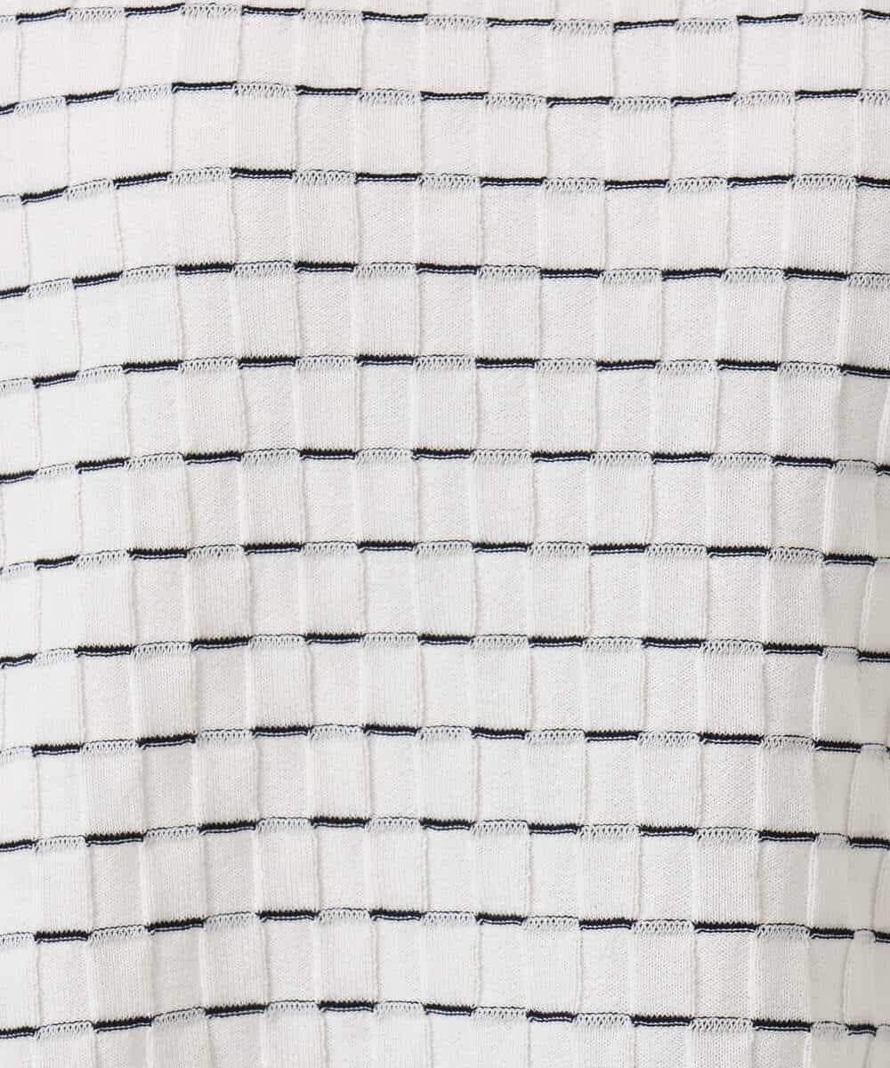 F1FGD41130 MK MICHEL KLEIN(小さいサイズ)(メゾン ドゥ サンク) 【小さいサイズ】ブロック調クロップド丈ニット/UVカット/洗える ブルー