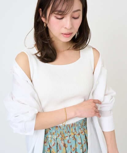 F1FGD44070 MK MICHEL KLEIN(小さいサイズ) 【小さいサイズ】スクエアネックリブニットタンクトップ/UVカット/洗える