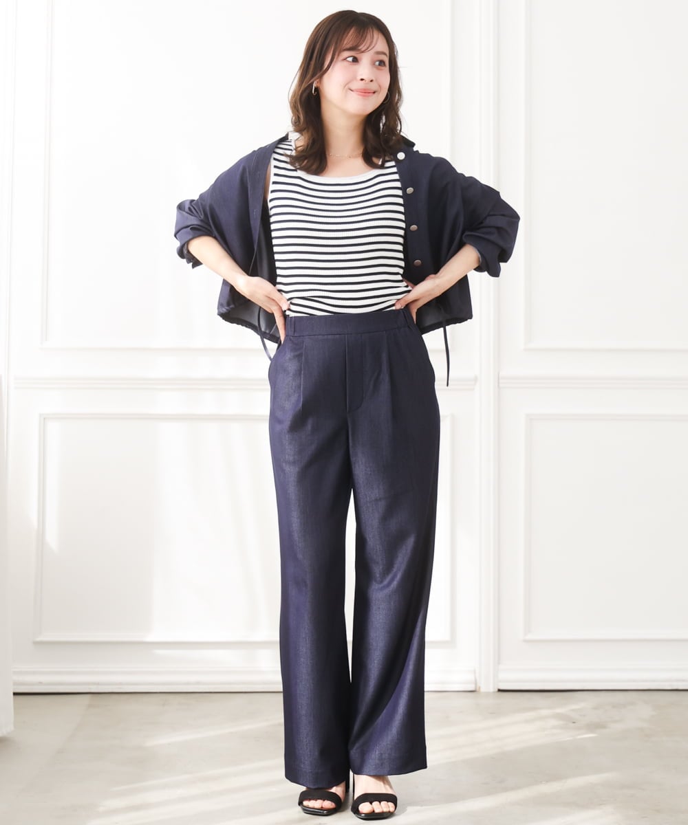 F1FGD44070 MK MICHEL KLEIN(小さいサイズ)(メゾン ドゥ サンク) 【小さいサイズ】スクエアネックリブニットタンクトップ/UVカット/洗える ホワイト（無地）