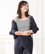 F1FGD44070 MK MICHEL KLEIN(小さいサイズ)(メゾン ドゥ サンク) 【小さいサイズ】スクエアネックリブニットタンクトップ/UVカット/洗える ホワイト（無地）