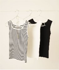 F1FGD44070 MK MICHEL KLEIN(小さいサイズ)(メゾン ドゥ サンク) 【小さいサイズ】スクエアネックリブニットタンクトップ/UVカット/洗える ホワイト（無地）