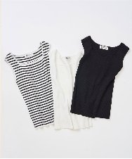 F1FGD44070 MK MICHEL KLEIN(小さいサイズ)(メゾン ドゥ サンク) 【小さいサイズ】スクエアネックリブニットタンクトップ/UVカット/洗える ホワイト（無地）