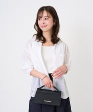 F1FGD44070 MK MICHEL KLEIN(小さいサイズ)(メゾン ドゥ サンク) 【小さいサイズ】スクエアネックリブニットタンクトップ/UVカット/洗える ホワイト（無地）