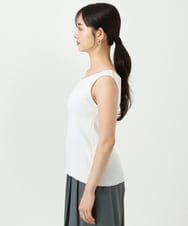 F1FGD44070 MK MICHEL KLEIN(小さいサイズ)(メゾン ドゥ サンク) 【小さいサイズ】スクエアネックリブニットタンクトップ/UVカット/洗える ホワイト（無地）