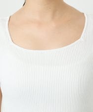 F1FGD44070 MK MICHEL KLEIN(小さいサイズ)(メゾン ドゥ サンク) 【小さいサイズ】スクエアネックリブニットタンクトップ/UVカット/洗える ホワイト（無地）