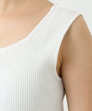 F1FGD44070 MK MICHEL KLEIN(小さいサイズ)(メゾン ドゥ サンク) 【小さいサイズ】スクエアネックリブニットタンクトップ/UVカット/洗える ホワイト（無地）