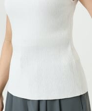 F1FGD44070 MK MICHEL KLEIN(小さいサイズ)(メゾン ドゥ サンク) 【小さいサイズ】スクエアネックリブニットタンクトップ/UVカット/洗える ホワイト（無地）