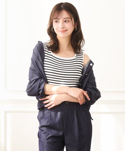 F1FGD44070 MK MICHEL KLEIN(小さいサイズ) 【小さいサイズ】スクエアネックリブニットタンクトップ/UVカット/洗える