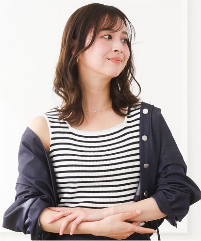 F1FGD44070 MK MICHEL KLEIN(小さいサイズ) 【小さいサイズ】スクエアネックリブニットタンクトップ/UVカット/洗える