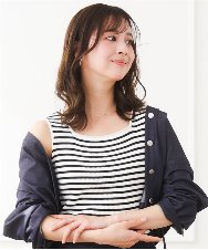 F1FGD44070 MK MICHEL KLEIN(小さいサイズ)(メゾン ドゥ サンク) 【小さいサイズ】スクエアネックリブニットタンクトップ/UVカット/洗える ホワイト×ブラック（ボーダー）