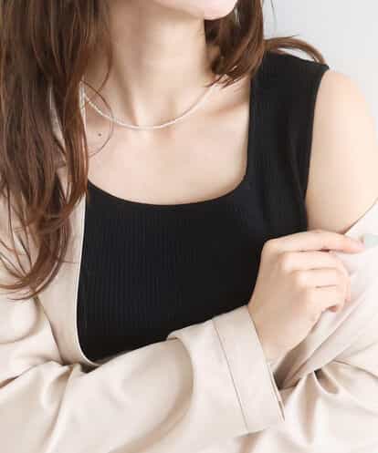 F1FGD44070 MK MICHEL KLEIN(小さいサイズ) 【小さいサイズ】スクエアネックリブニットタンクトップ/UVカット/洗える