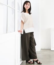 F1FGD50160 MK MICHEL KLEIN(小さいサイズ)(メゾン ドゥ サンク) 【小さいサイズ】[洗濯機で洗える]メッシュ編みニットベスト×タンクトップ ツインセット イエロー