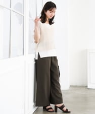 F1FGD50160 MK MICHEL KLEIN(小さいサイズ)(メゾン ドゥ サンク) 【小さいサイズ】[洗濯機で洗える]メッシュ編みニットベスト×タンクトップ ツインセット イエロー
