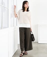 F1FGD50160 MK MICHEL KLEIN(小さいサイズ)(メゾン ドゥ サンク) 【小さいサイズ】[洗濯機で洗える]メッシュ編みニットベスト×タンクトップ ツインセット イエロー