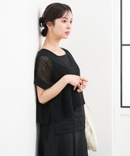F1FGD50160 MK MICHEL KLEIN(小さいサイズ)(メゾン ドゥ サンク) 【小さいサイズ】[洗濯機で洗える]メッシュ編みニットベスト×タンクトップ ツインセット イエロー