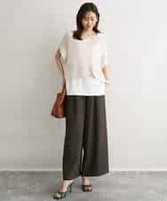 F1FGD50160 MK MICHEL KLEIN(小さいサイズ)(メゾン ドゥ サンク) 【小さいサイズ】[洗濯機で洗える]メッシュ編みニットベスト×タンクトップ ツインセット イエロー