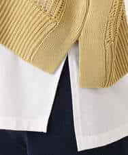 F1FGD50160 MK MICHEL KLEIN(小さいサイズ)(メゾン ドゥ サンク) 【小さいサイズ】[洗濯機で洗える]メッシュ編みニットベスト×タンクトップ ツインセット イエロー