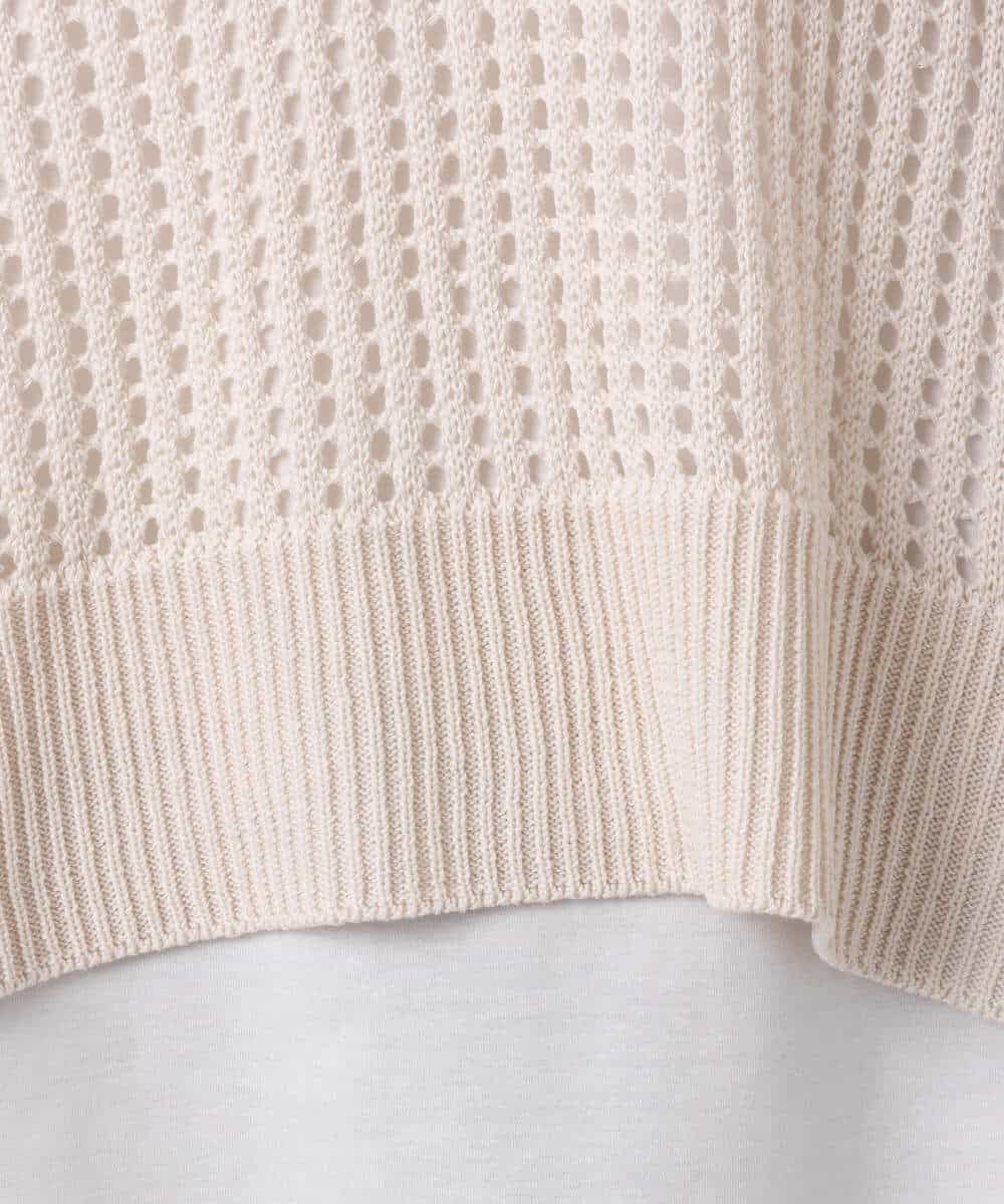 F1FGD50160 MK MICHEL KLEIN(小さいサイズ)(メゾン ドゥ サンク) 【小さいサイズ】[洗濯機で洗える]メッシュ編みニットベスト×タンクトップ ツインセット イエロー