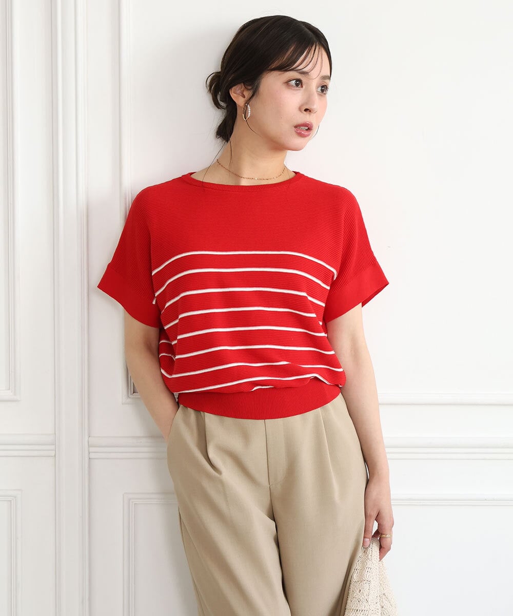 F1FGD51120 MK MICHEL KLEIN(小さいサイズ) 【小さいサイズ】[UVカット/洗える]マリンボーダーニット