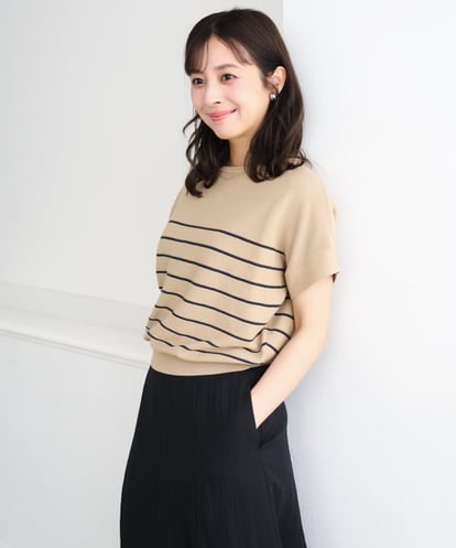 F1FGD51120 MK MICHEL KLEIN(小さいサイズ) 【小さいサイズ】[UVカット/洗える]マリンボーダーニット