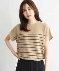 F1FGD51120 MK MICHEL KLEIN(小さいサイズ)(メゾン ドゥ サンク) 【小さいサイズ】[UVカット/洗える]マリンボーダーニット キャメル