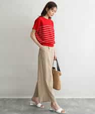 F1FGD51120 MK MICHEL KLEIN(小さいサイズ)(メゾン ドゥ サンク) 【小さいサイズ】[UVカット/洗える]マリンボーダーニット キャメル