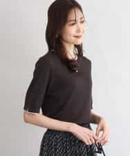 F1FGD53120 MK MICHEL KLEIN(小さいサイズ)(メゾン ドゥ サンク) 【小さいサイズ】[UVカット/洗える]ワイドリブ配色デザインニット ブラウン