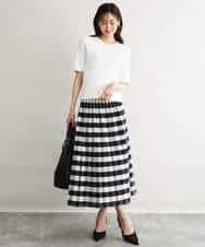 F1FGD53120 MK MICHEL KLEIN(小さいサイズ)(メゾン ドゥ サンク) 【小さいサイズ】[UVカット/洗える]ワイドリブ配色デザインニット ブラウン