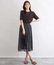 F1FGD53120 MK MICHEL KLEIN(小さいサイズ)(メゾン ドゥ サンク) 【小さいサイズ】[UVカット/洗える]ワイドリブ配色デザインニット ブラウン