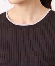 F1FGD53120 MK MICHEL KLEIN(小さいサイズ)(メゾン ドゥ サンク) 【小さいサイズ】[UVカット/洗える]ワイドリブ配色デザインニット ブラウン