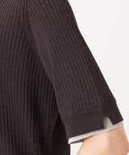 F1FGD53120 MK MICHEL KLEIN(小さいサイズ)(メゾン ドゥ サンク) 【小さいサイズ】[UVカット/洗える]ワイドリブ配色デザインニット ブラウン