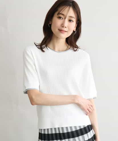 F1FGD53120 MK MICHEL KLEIN(小さいサイズ) 【小さいサイズ】[UVカット/洗える]ワイドリブ配色デザインニット