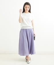 F1FGS28110 MK MICHEL KLEIN(小さいサイズ)(メゾン ドゥ サンク) 【小さいサイズ】バックパール調釦デザイン半袖ニット/洗える グリーン