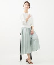 F1FGV47140 MK MICHEL KLEIN(小さいサイズ)(メゾン ドゥ サンク) 【小さいサイズ】切替えデザインボリュームスリーブニット/洗える グリーン
