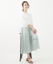 F1FGV47140 MK MICHEL KLEIN(小さいサイズ)(メゾン ドゥ サンク) 【小さいサイズ】切替えデザインボリュームスリーブニット/洗える グリーン