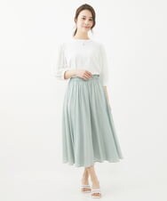 F1FGV47140 MK MICHEL KLEIN(小さいサイズ)(メゾン ドゥ サンク) 【小さいサイズ】切替えデザインボリュームスリーブニット/洗える グリーン