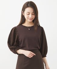 F1FGV47140 MK MICHEL KLEIN(小さいサイズ)(メゾン ドゥ サンク) 【小さいサイズ】切替えデザインボリュームスリーブニット/洗える グリーン