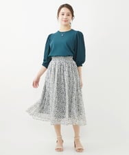 F1FGV47140 MK MICHEL KLEIN(小さいサイズ)(メゾン ドゥ サンク) 【小さいサイズ】切替えデザインボリュームスリーブニット/洗える グリーン